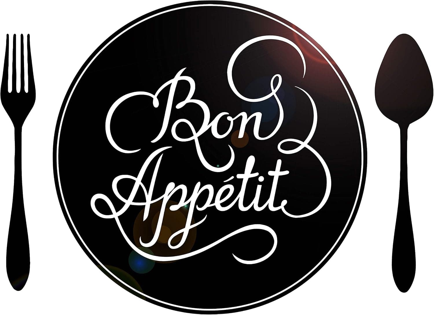 Vinyl Wall Decal Bon Appetit Quote Fork Spoon Kitchen Design Stickers Large Decor (1440ig) Matte Black