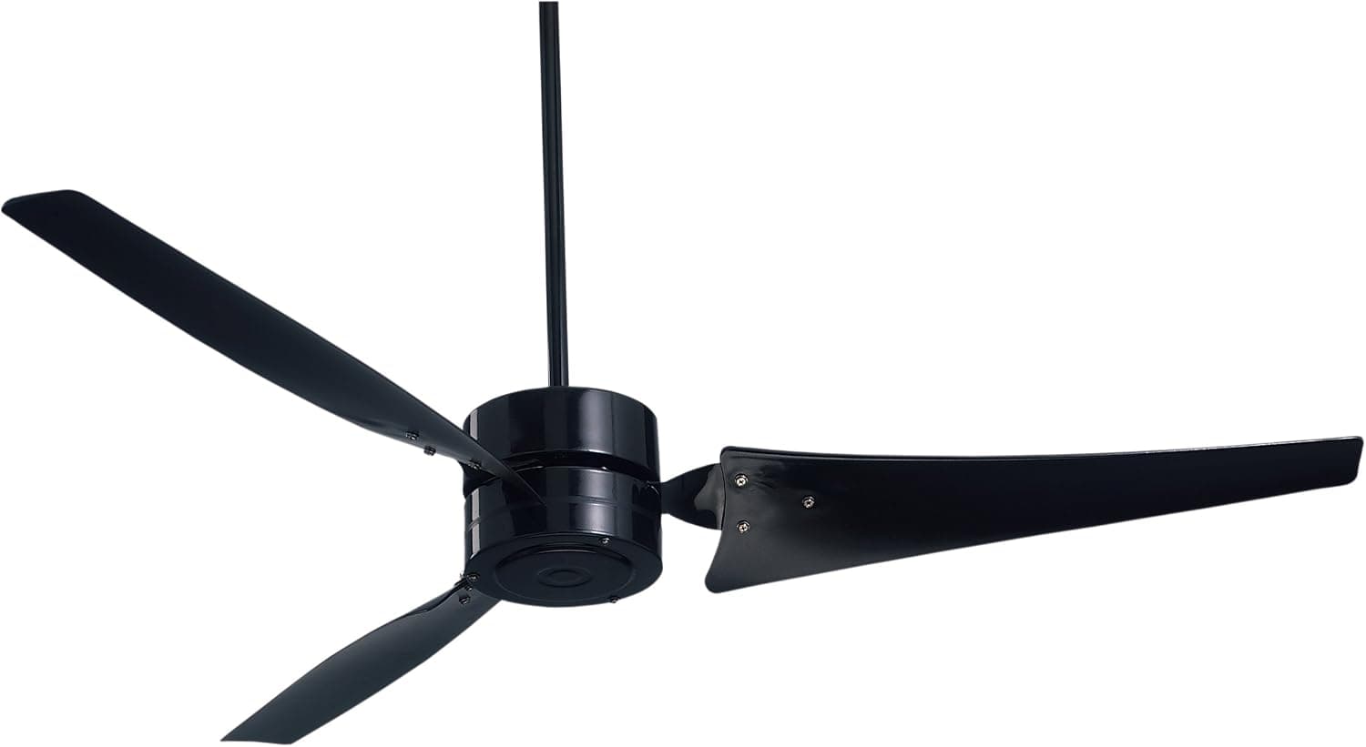 kathy ireland HOME Industrial Ceiling Fan, 60 Inch | Modern Fixture with 3 Contoured Metal Blades and 6-Inch Downrod | Indoor Use with 4-Speed Wall Control, Barbeque Black