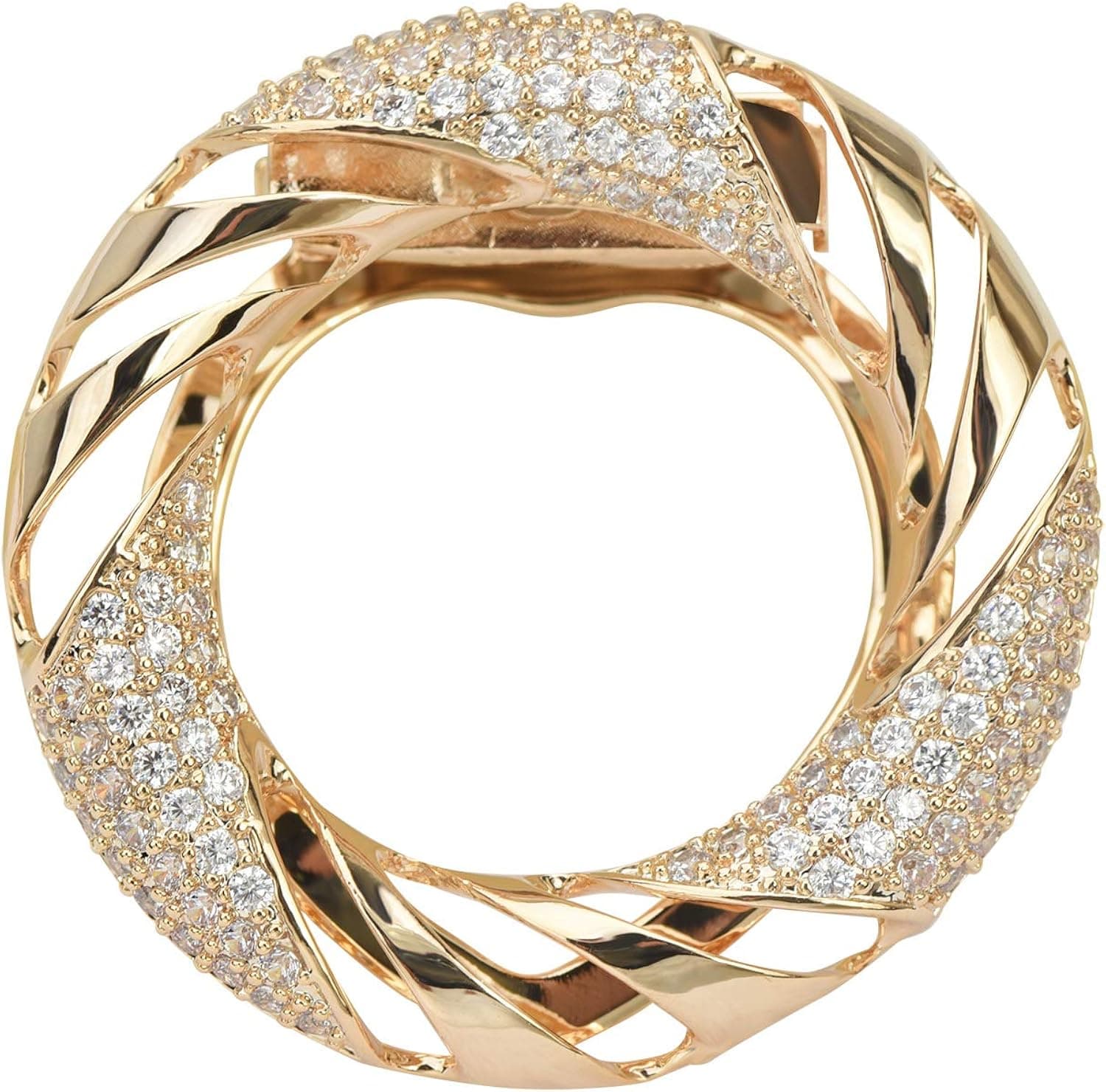 Women Crystal Pearl Bow Flower Scarf Buckle Shawl Holder Ring Scarves Cardigan Open Circle Clips Multifunctional Brooch Jewelry