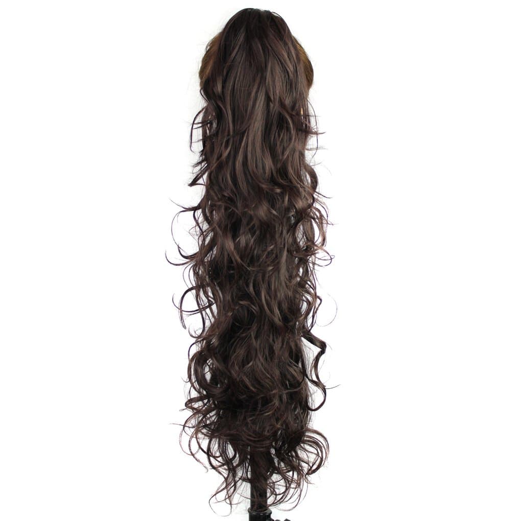KUKI 31" Ponytail Hair Extension Jaw Long Curly Clip Synthetic Hair Extension Hair Piece Naturel, 1B#33