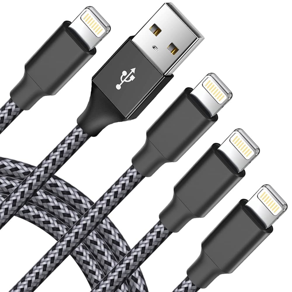 Firsting iPhone Charger Cable [Apple Mfi-Certified] 4 Pack 6FT Lightning Cable Nylon Braided High Speed USB Charging Cord Compatible with iPhone 13 Pro Max/12/11 Pro/XS/XR/X/8/7/6/5/iPad(Gray Black)