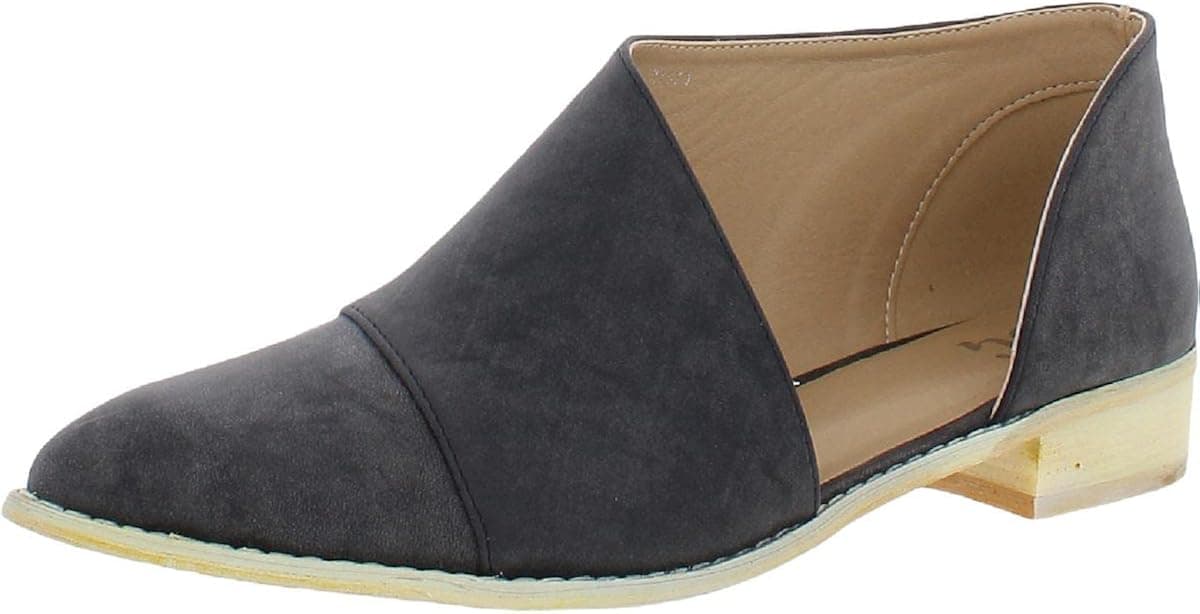 Brinley Co. Womens Queeny Faux Leather Almond Toe D'Orsay Flats