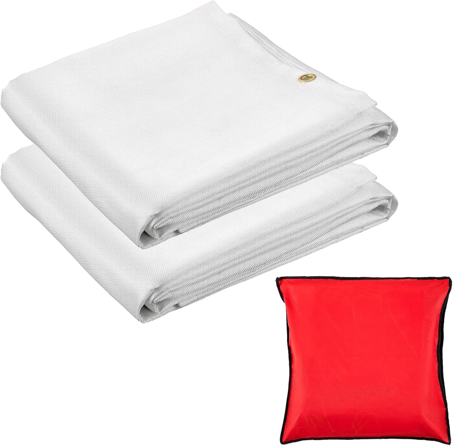 VEVOR Fire Blankets, 2 Pack Welding Blankets, 8' x 10' Fire Suppression Blanket, 1022°F Flame Retardant Blanket, White Fire Emergency Blankets, Fiberglass Fire Retardant Blanket with 12 Brass Grommets