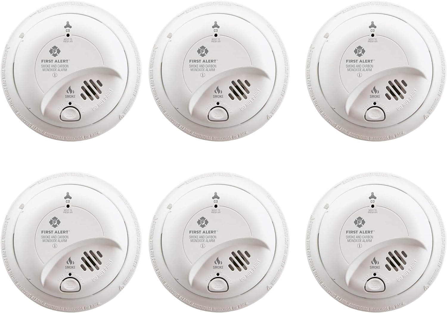 First Alert BRK SC9120B-6 Hardwired Smoke and Carbon Monoxide Detector (CO) with Battery Backup. 6-Pack , White