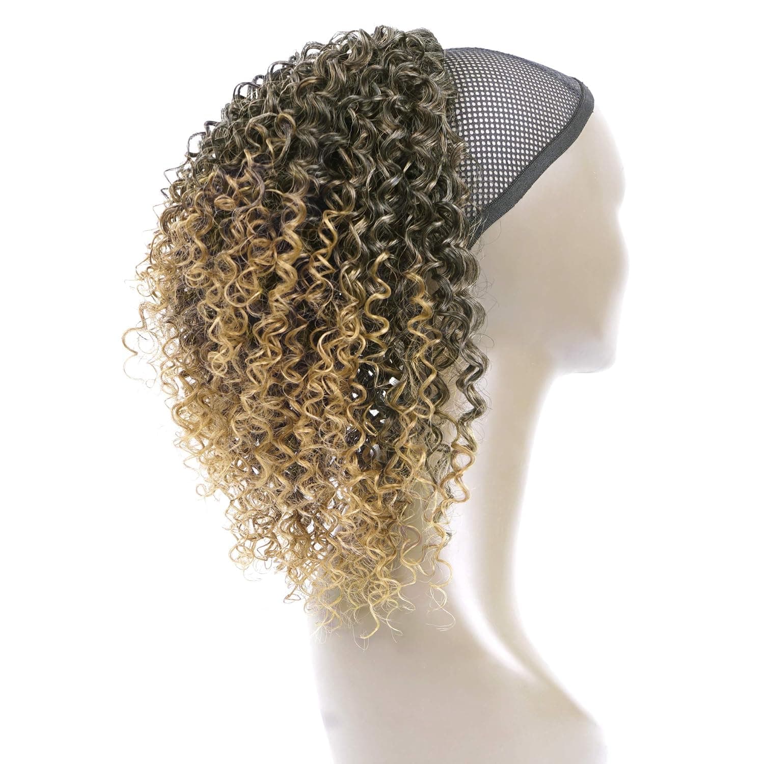 Yebo Ponytails Drawstring Afro Kinky Curly Ponytail 10 Inch Ombre Blonde Color synthetic natural hair products for black women Ponytail Hairpiece(M1B/27,10Inch)