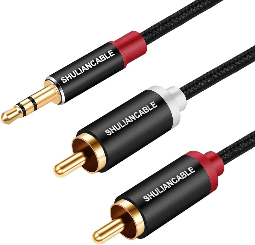 SHULIANCABLE 3.5mm to 2RCA Audio Cable, Audio Auxiliary Adapter Stereo Splitter Cable AUX RCA Y Splitter for Smartphone, MP3,Speakers, Tablet, HDTV,Home Theater (10Ft/3M)