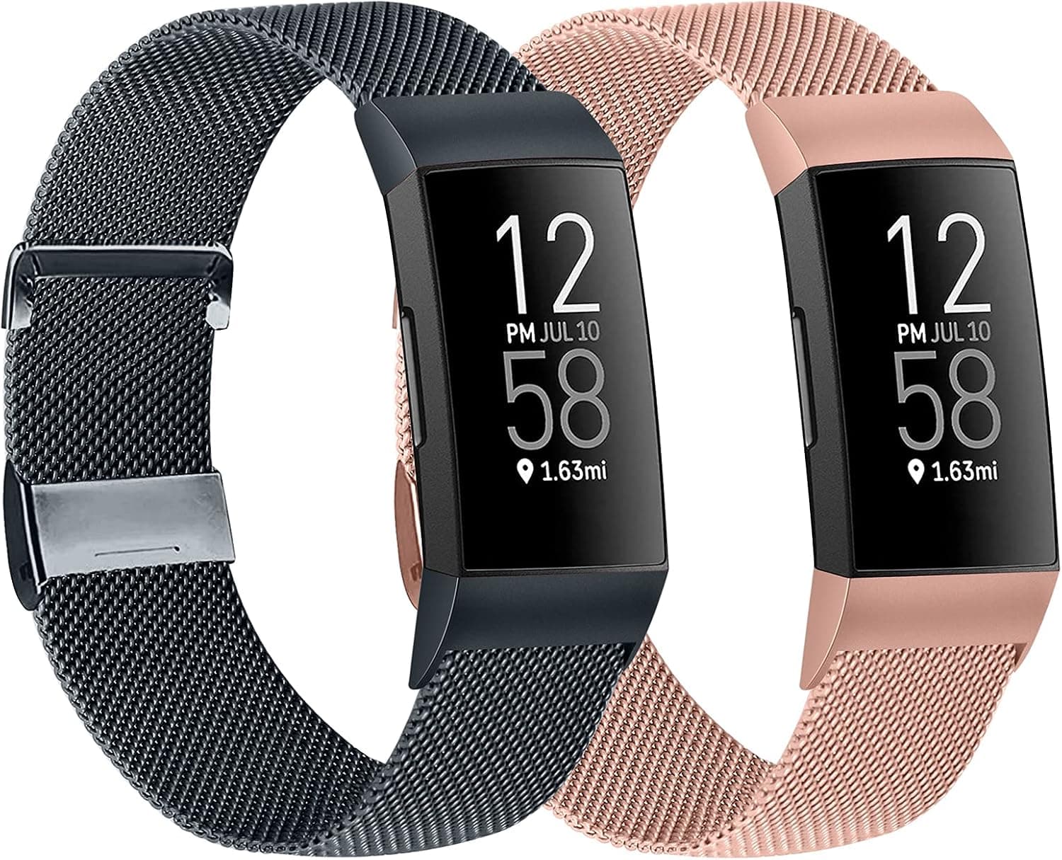 AVOD Metal Mesh Watch Band Compatible for Fitbit Charge 4/Charge 3/SE, Stainless Steel Magnetic Replacement Wristband Watch Strap Women Men
