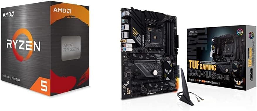 AMD Ryzen 5 5600X 6-core, 12-Thread Unlocked Desktop Processor with Wraith Stealth Cooler & ASUS TUF Gaming B550-PLUS WiFi AMD AM4 Zen 3 Ryzen 5000 & 3rd Gen Ryzen ATX Gaming Motherboard