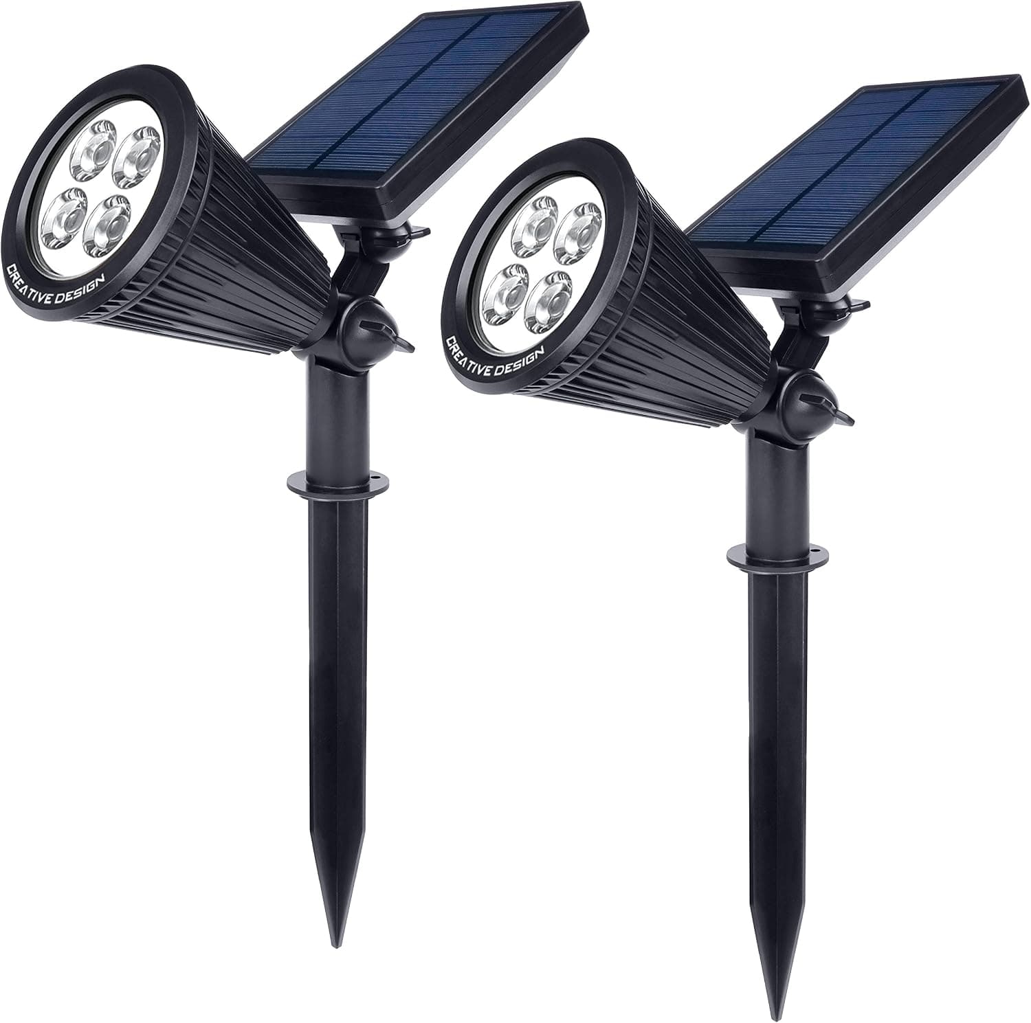 Solar Spotlight, CREATIVE DESIGN 4 LED Outdoor Solar Lights Landscape Lighting, Adjustable Waterproof Security Light Wall Light for Outdoor Use (2 Pack)
