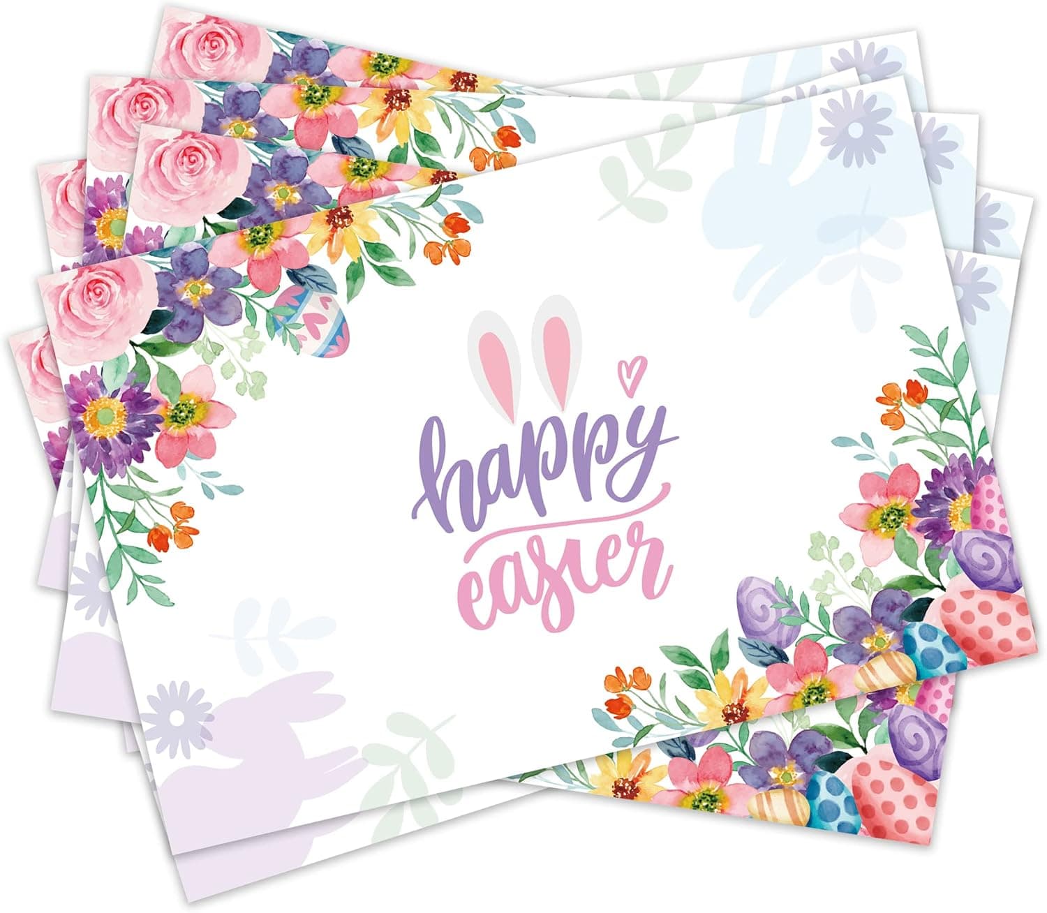 Easter Disposable Paper Placemats 24pcs, Easter Eggs Bunny Placemats for Kids Painting Coloring Family Dining Table Easter Holiday Table Decorations Disposable Placemats