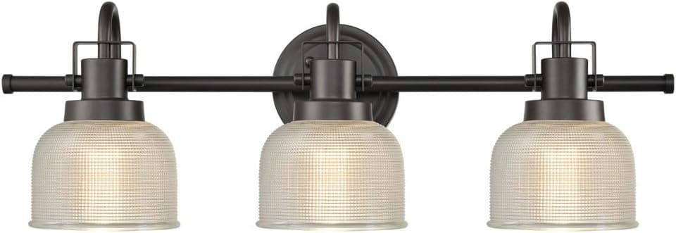 DAYCENT Dazhuan Vintage 3-Light Wall Sconce Lighting with Clear Prismatic Glass Shades Bathroom Vanity Wall Lighting Fixture, Oil Rubbed Bronze Finish