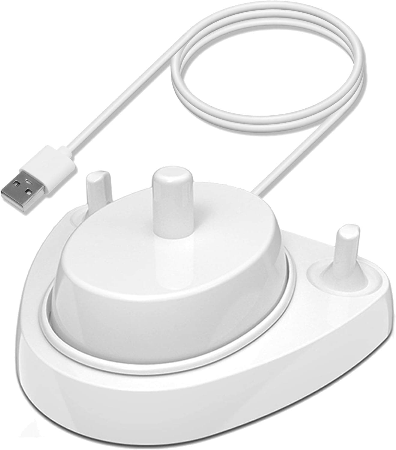 for Braun Oral B Electric Toothbrush Replacement Charger Power Supply Inductive Charging Base Holder Model 3757 Portable USB Cable for Travel (White)
