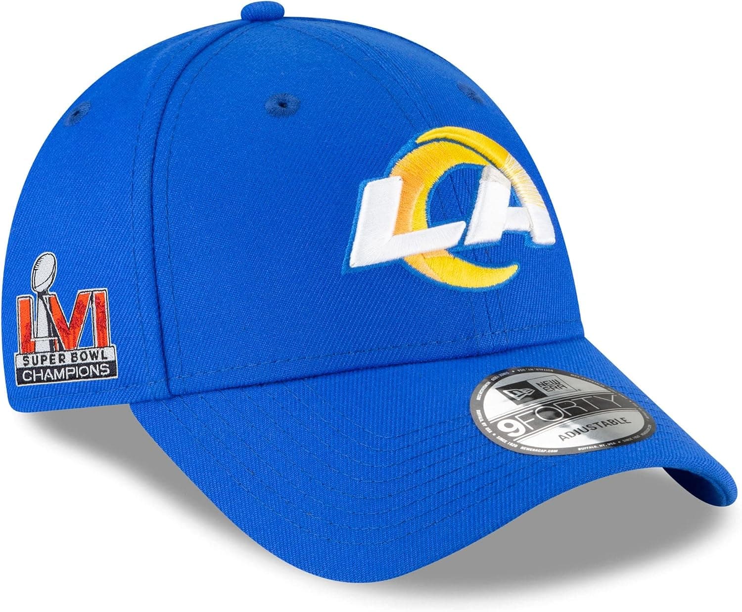 New Era Men's Royal Los Angeles Rams Super Bowl LVI Champions Side Patch 9FORTY Adjustable Hat