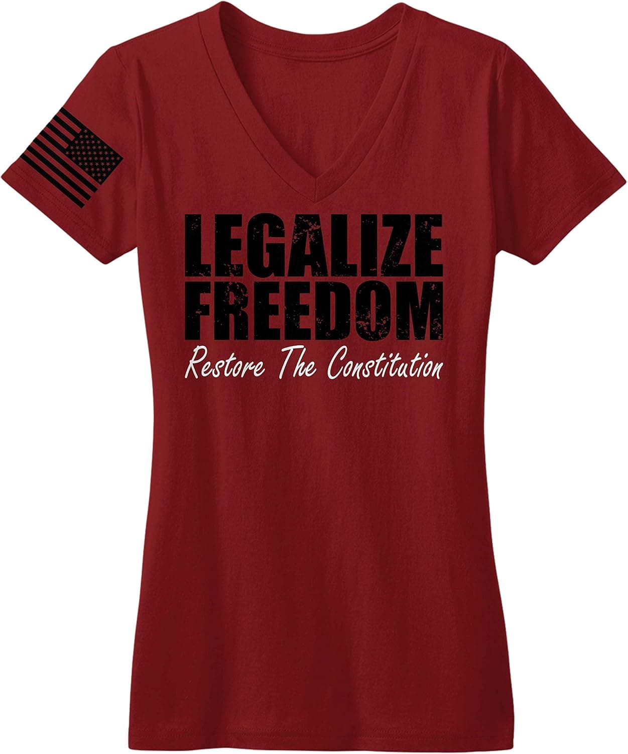 Bang Bang Apparel Women's Legalize Freedom, Restore The Constitution V-Neck