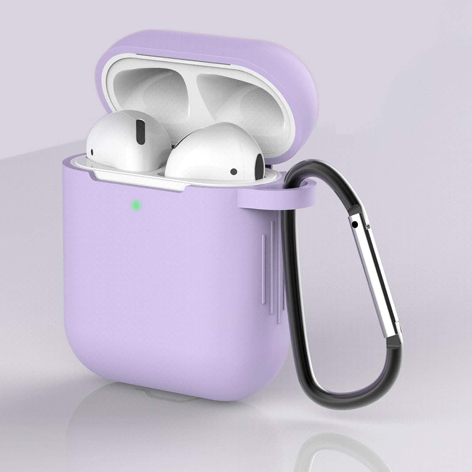 AirPods Case Cover Newest Silicone Skin Cute Full Protective Cheap Case Cover with Keychain Compatible with Apple Airpods 2 & 1 Wireless Charging Case, Airpods Accesssories (Pastel Purple)
