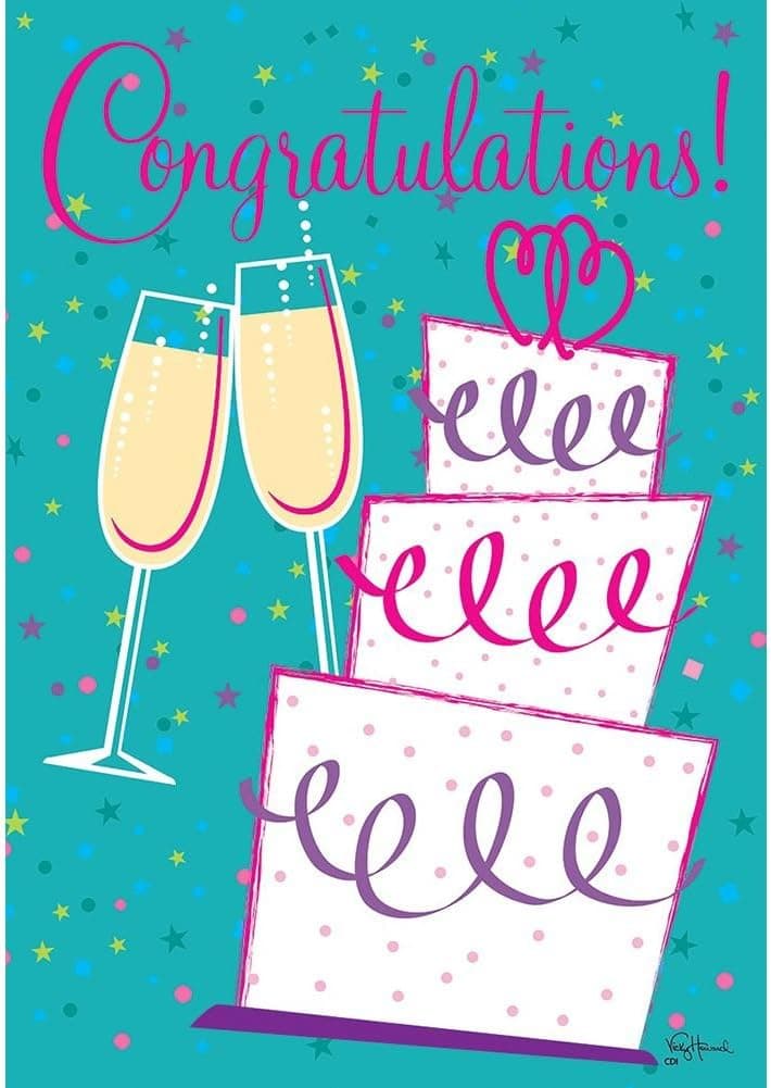 Wedding Celebration - Standard Size, Decorative Double Sided, Licensed and Copyrighted Flag - Printed IN USA by Custom Decor Inc. 28 Inch X 40 Inch approx.