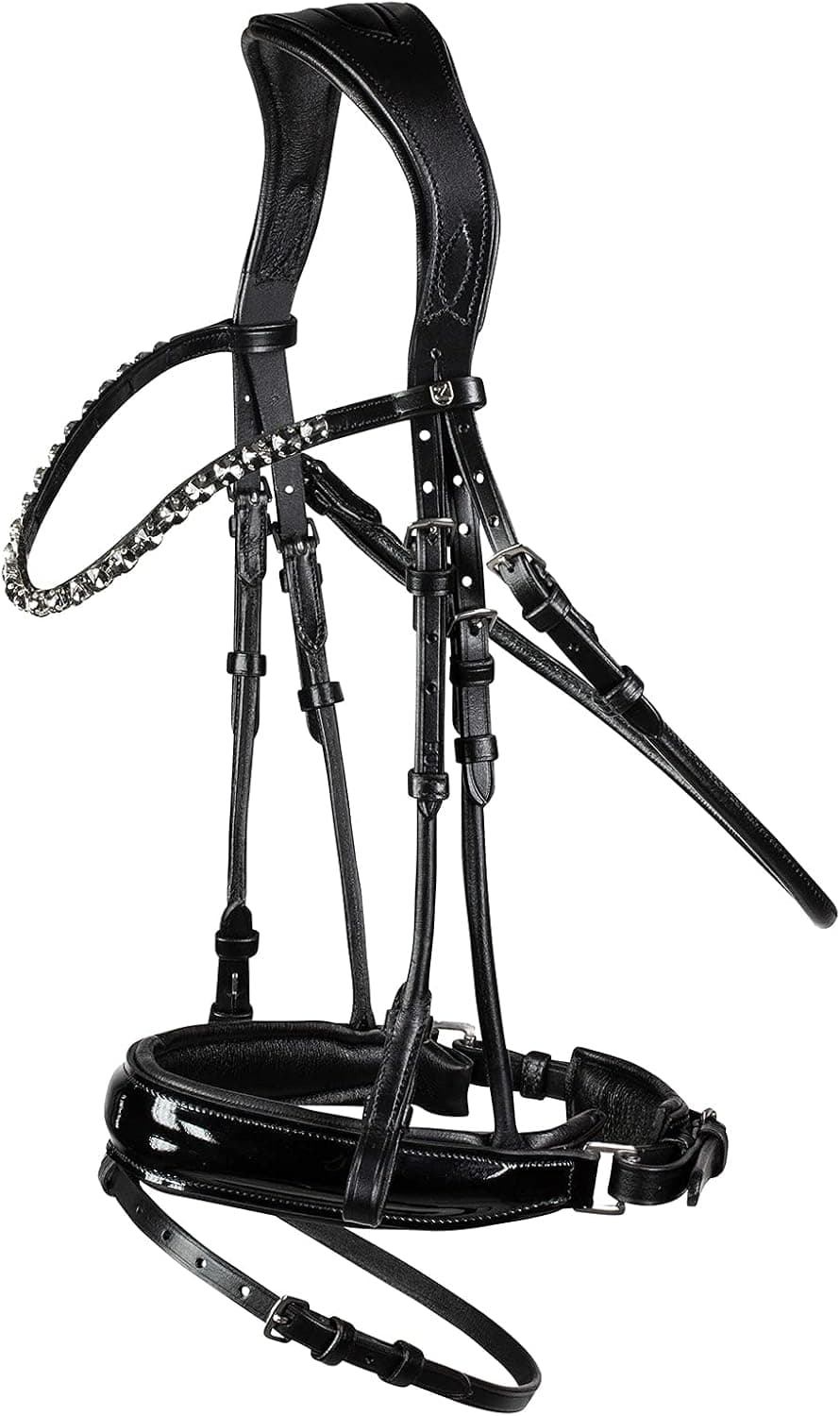 HORZE Clermont Ergonomic Padded Genuine Leather Snaffle Bridle for Horses | Flash Noseband Included