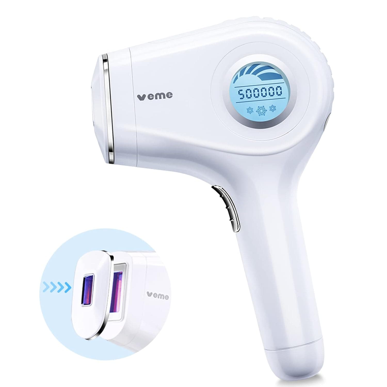 Laser Hair Removal for Women & Men VEME Permanent IPL Hair Remover with Ice Cooling ＆ 2cm² Facial Attachment for Face Upper Lip Bikini Line Armpits Arms Legs, Corded