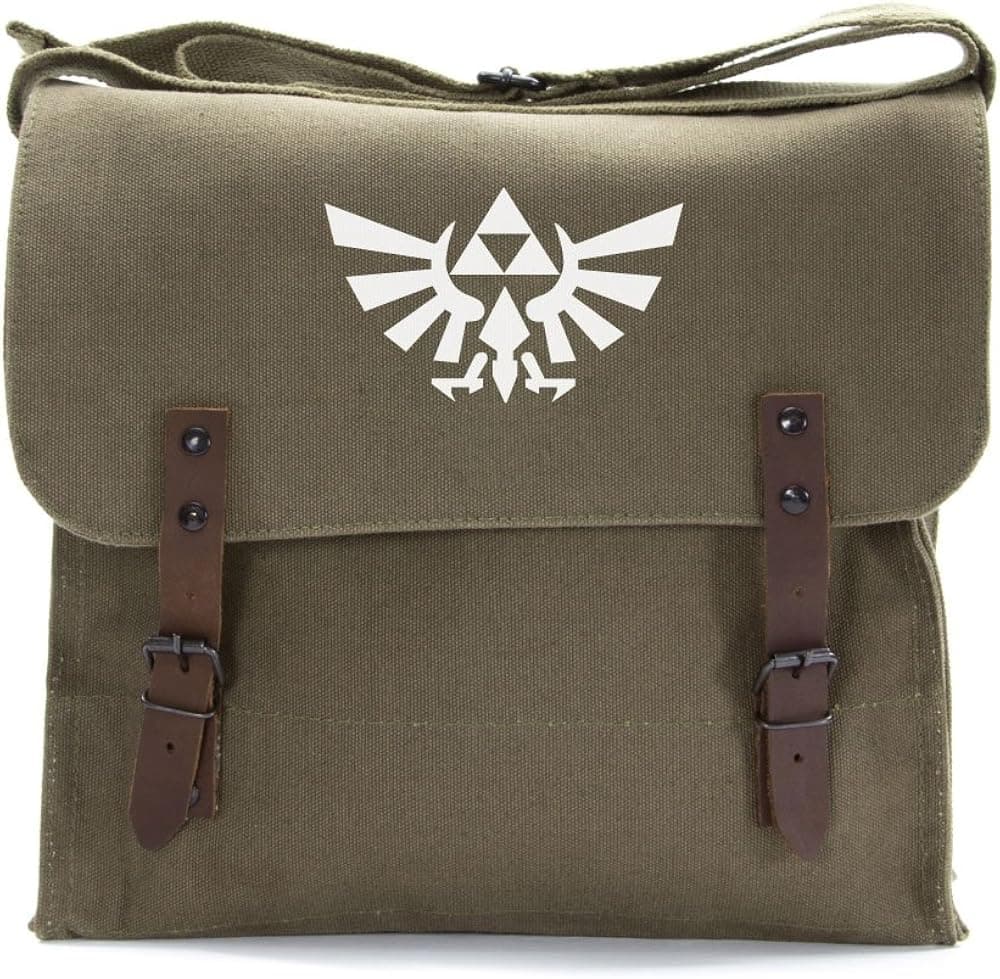 Triforce Logo Legend of Zelda Heavyweight Canvas Medic Shoulder Bag in Olive