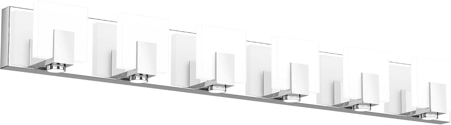 SOLFART Dimmable LED Modern Vanity Lights for Bathroom Wall Light Fixture Stainless Steel Acrylic Over Mirror 7249-6 Lights
