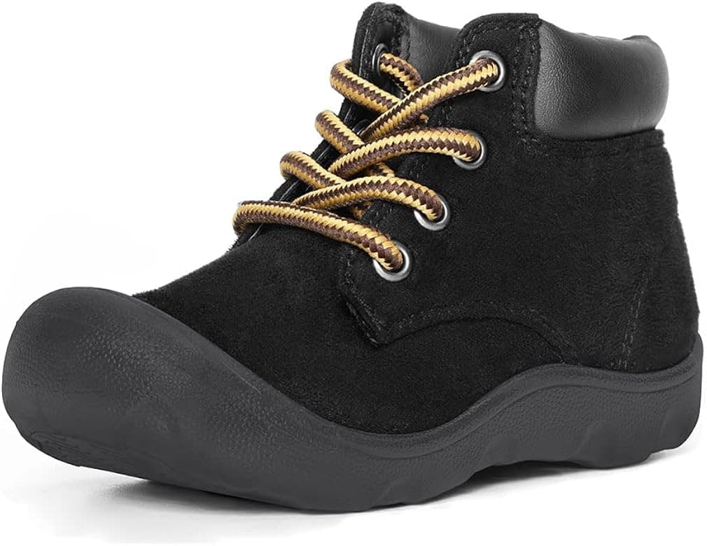 Toddler Boy Boots Waterproof Padded Ankle & Non-slip Sole, Soft Warm Winter Boots for Outdoor Lace up and Anti-collision