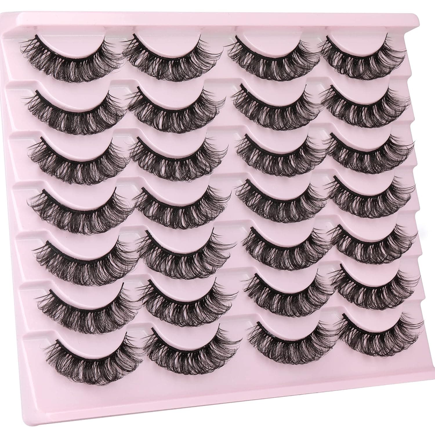 ALICE False Eyelashes DD Curl Wispy Fluffy Russian Volume Strip Lashes Faux Mink Lashes Natural Look Soft Reusable Pack 14 Pairs