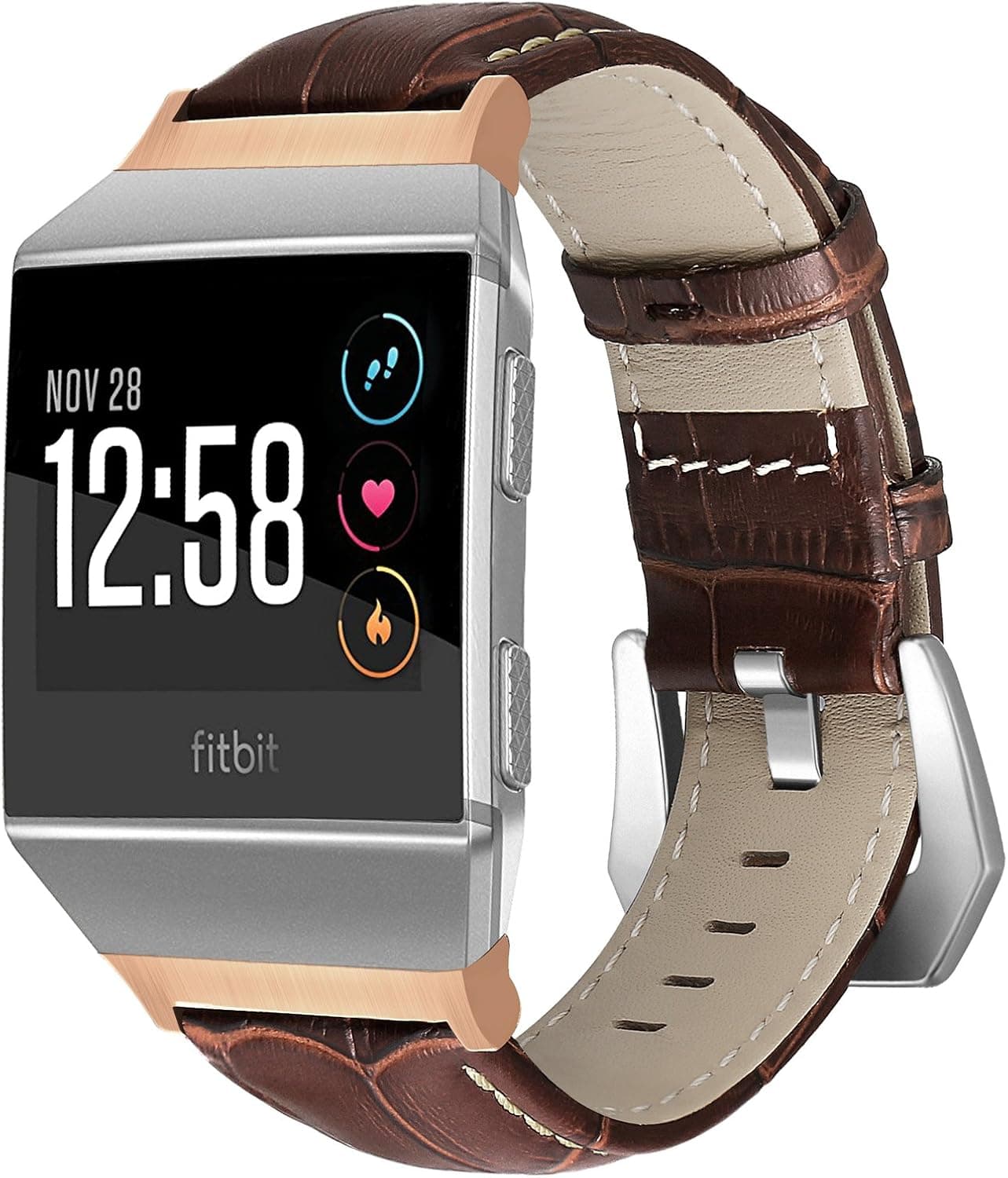 SKYLET Compatible with Fitbit Ionic Bands, Classic Genuine Leather Replacement Strap with Metal Buckle Compatible with Fitbit Ionic Smart Watch Wristbands (Watch Not Included)