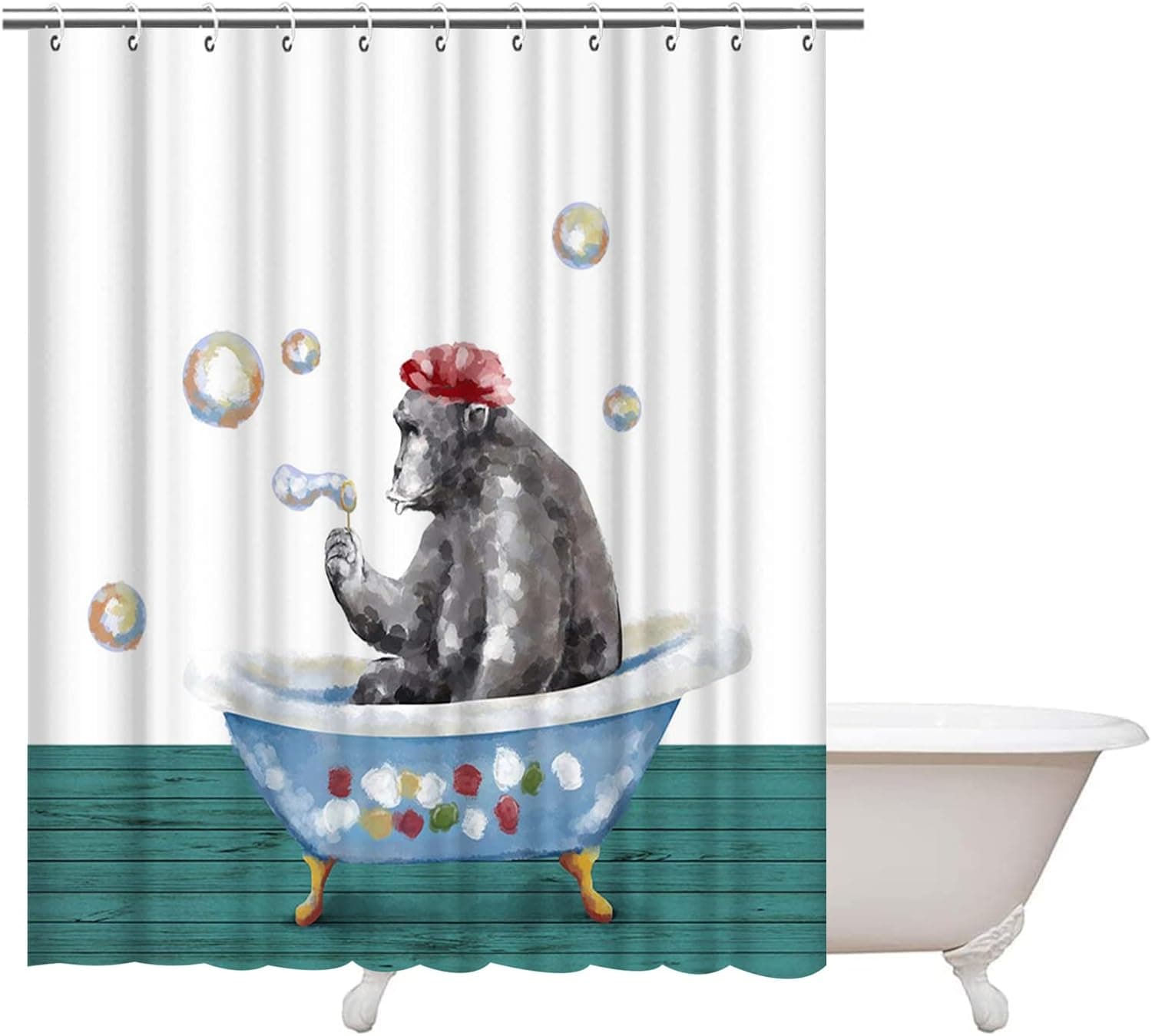 ArtBones Animal Gorilla Shower Curtain Kids Children Nursery Bath Curtain 72x72 Inch with Hooks Waterproof Polyester Fabric