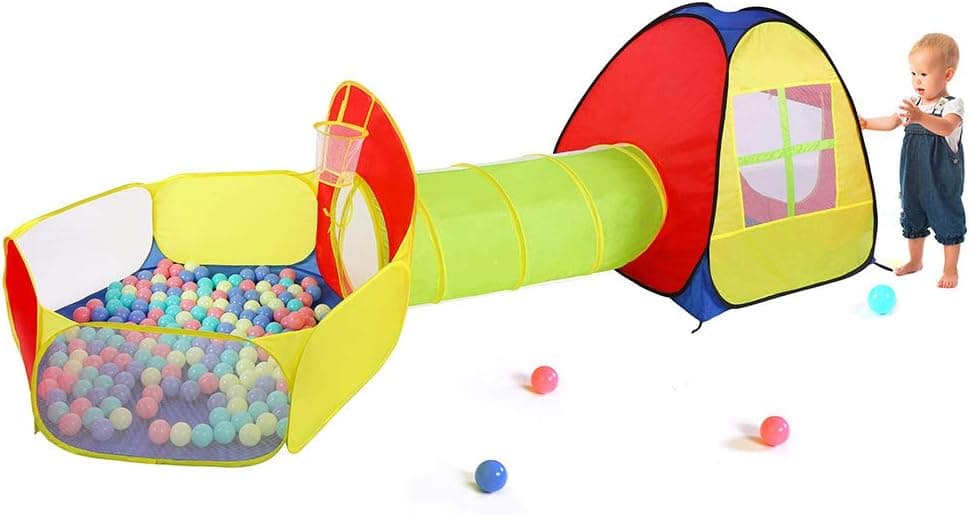 TOMYOU Kids Playhouse, 3 in 1 Play Tent with Tunnel, Ball Pit for Toddler Boys, Girls, Baby Play Tent, Indoor/Outdoor Kids Tent