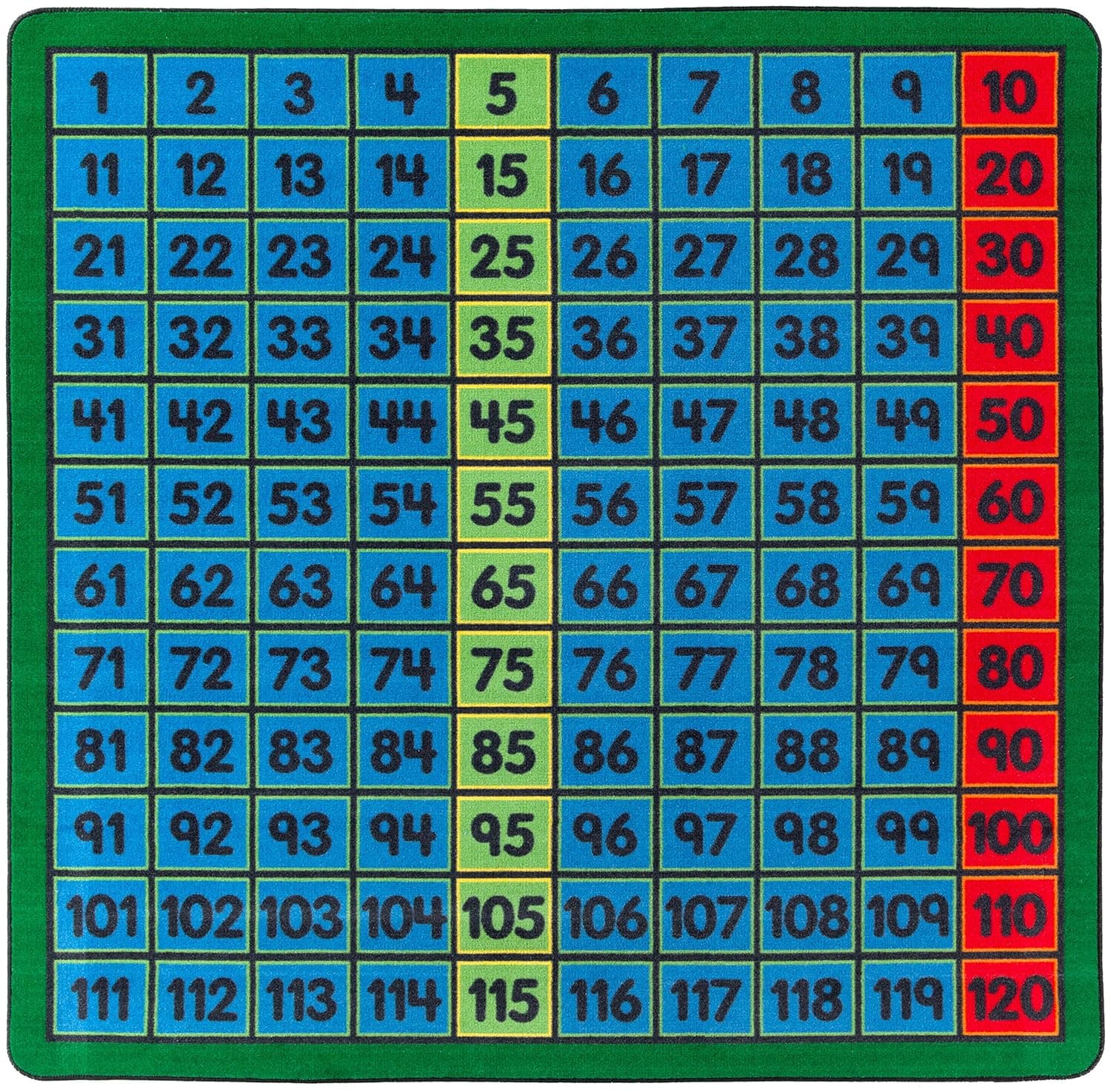 Flagship Carpets Counting Number Multicolor Educational Square Rug for Kids Playroom, Nursery Room Mat, Home Learning Area, and Classroom Carpet, 6' x 6', Counting to 120