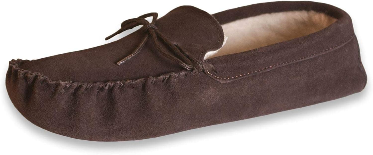 Nordvek Mens Sheepskin Moccasin - Soft Suede Sole - Wool Lined Slippers # 423-100