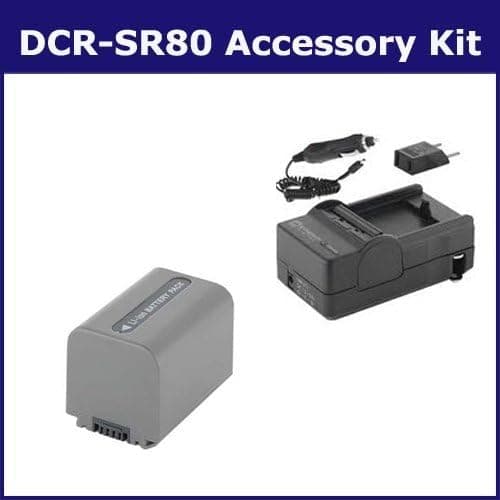 Accessory Kit Compatible with Synergy Digital, Works with Sony DCR-SR80 Camcorder Includes: SDNPFP70 Battery, SDM-109 Charger