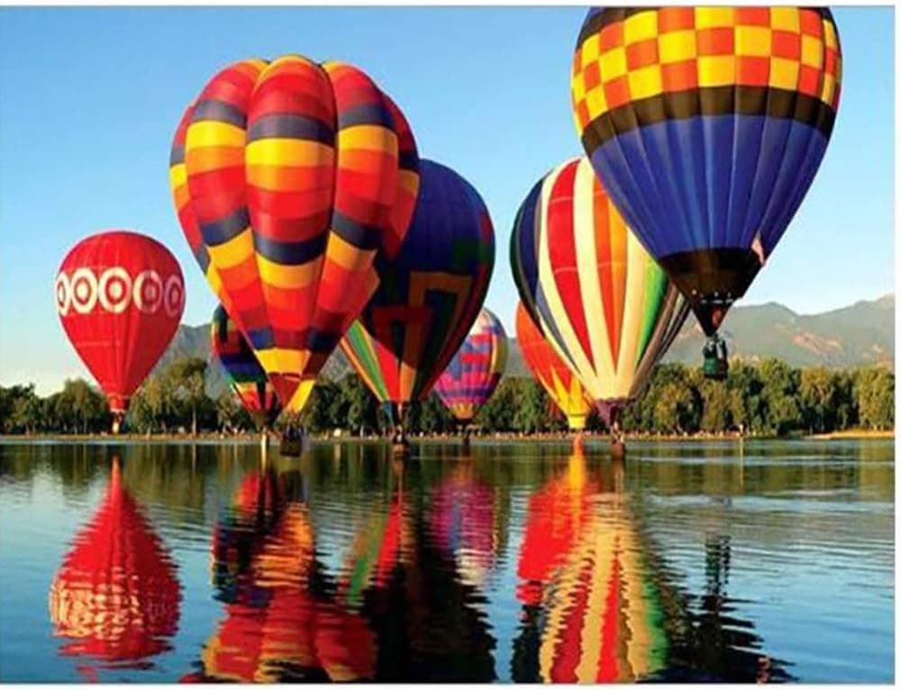 Jigsaw Puzzles 1000 Pieces for Adult Puzzles Riverside Hot Air Balloon Children's Puzzle Toy, DIY Collectibles Modern Home Decoration 30 x20 inch