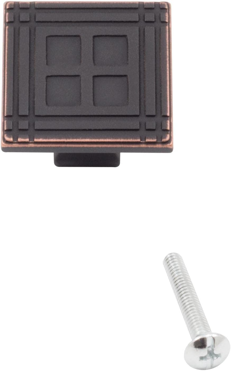 Stone Harbor Hardware Arts & Crafts Square Cabinet Knob, Vintage Bronze