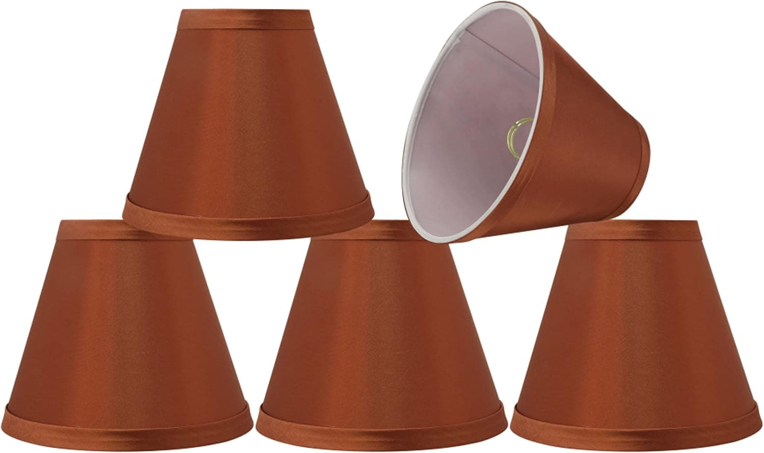 Aspen Creative 32111-5 6" Bottom Width Transitional Design Small Hardback Empire Shape Chandelier Clip-On Lamp Shade Set (5 Pack), Redwood