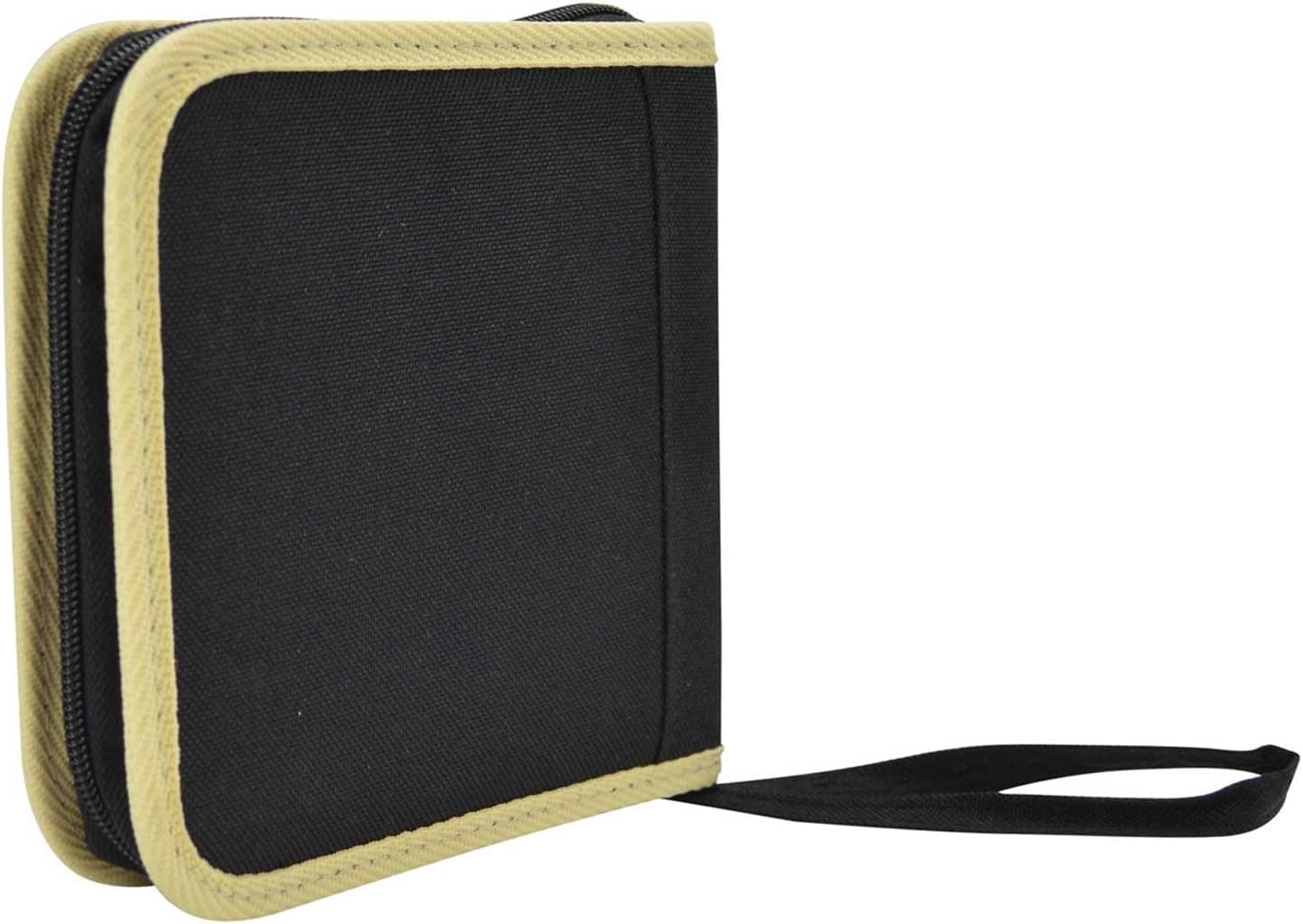 CD DVD Blu-Ray Disc Holder 24 Pc Media Storage with Khaki Trim in Black