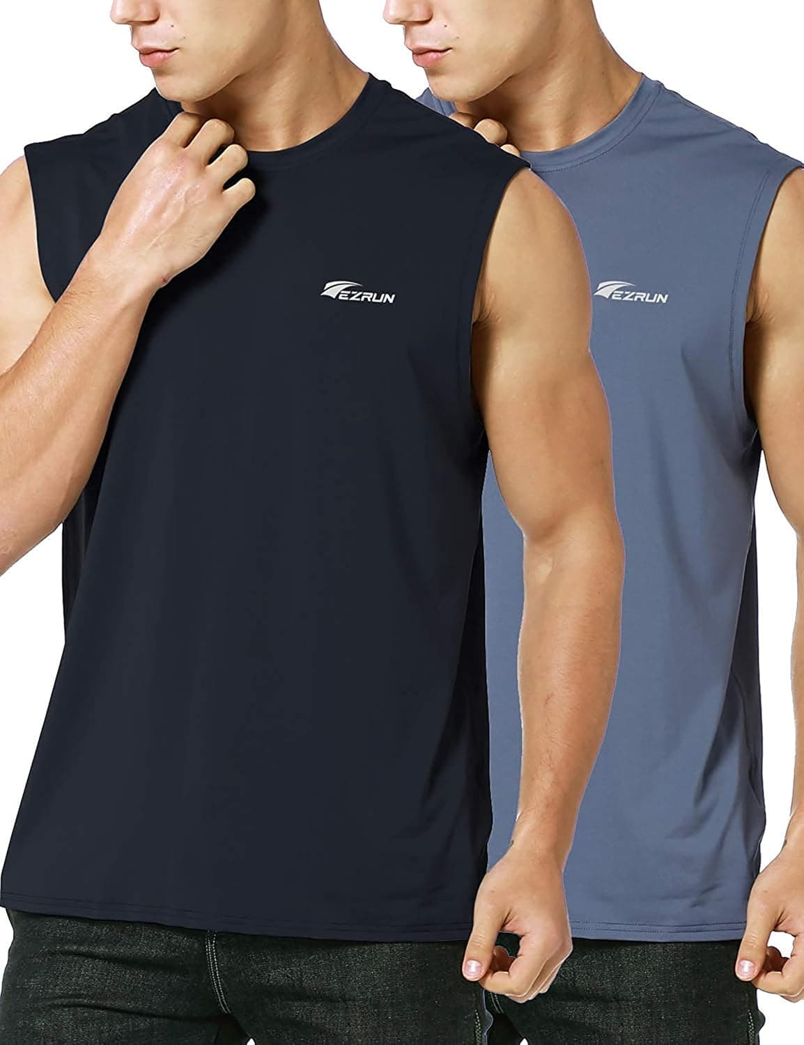 EZRUN Men's Sleeveless Shirt Quick Dry Workout Swim Shirt Gym Muscle Athletic Beach Tank Top