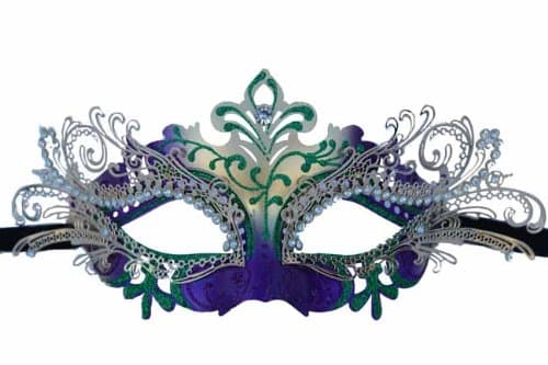 Classic Vintage Venetian Royal Swan Princess Inspired Design Laser Cut Masquerade Mask - Finely Decorated and Intricately Detailed - Purple and Green