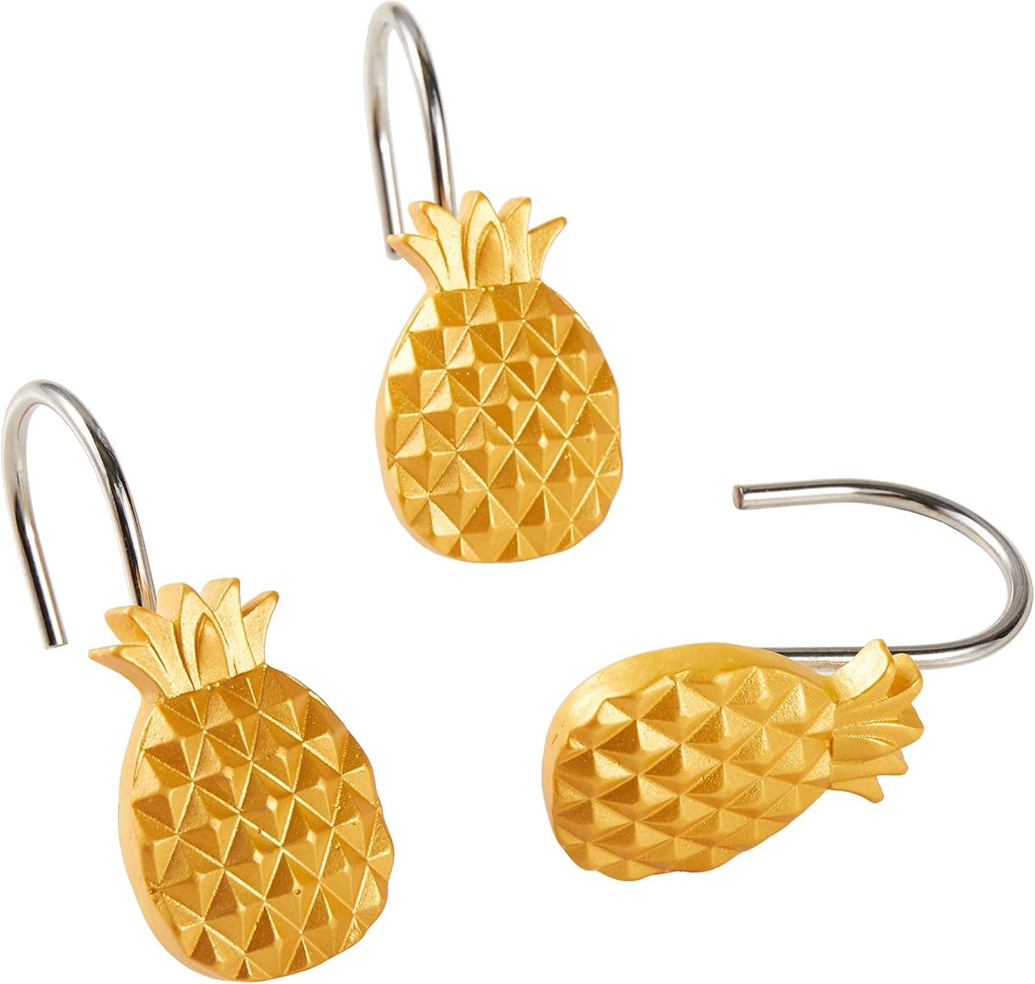 SKL Home by Saturday Knight Ltd. Gilded Pineapple Shower Curtain Hooks, Gold