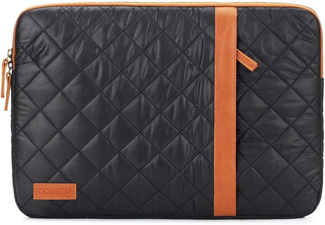 DOMISO Nylon 15.6 Inch laptop Sleeve Double-ended Zipper Slim Soft Fluff Interior with Accessory Pocket for HP/Microsoft/Apple/Lenovo/Acer/ASUS/Dell,Black