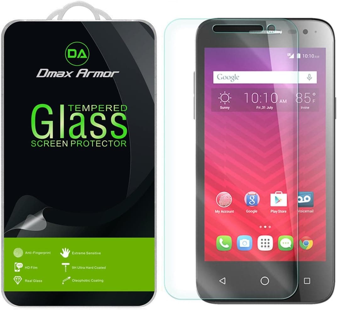 Dmax Armor for Alcatel OneTouch Elevate Glass Screen Protector, [Tempered Glass] 0.3mm 9H Hardness, Anti-Scratch, Anti-Fingerprint, Bubble Free, Ultra-Clear