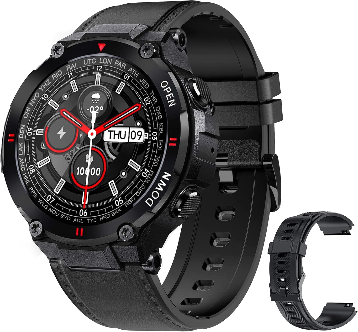 Smart Watch for Men with Call Answer/ Dial, Military Smartwatch with Heart Rate Blood Oxygen Monitor Sleep Tracker Message Reminder Waterproof Pedometer Fitness Tracker for iOS Android Phones