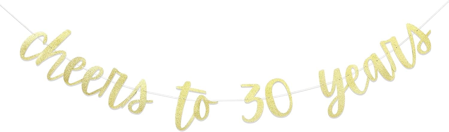 Cheers to 30 Years Banner - Happy 30th Birthday Banner，30th Birthday Banner，30th Birthday Banner for Women/men，30 Birthday Party Decorations Banner，Happy 30th Birthday Banner Party Decorations