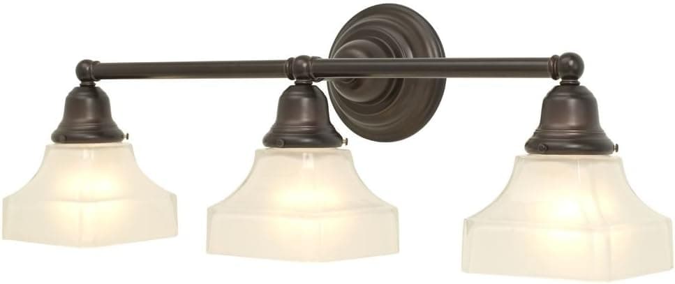 Three Light Craftsman Style Bath Light with Bronze Finish