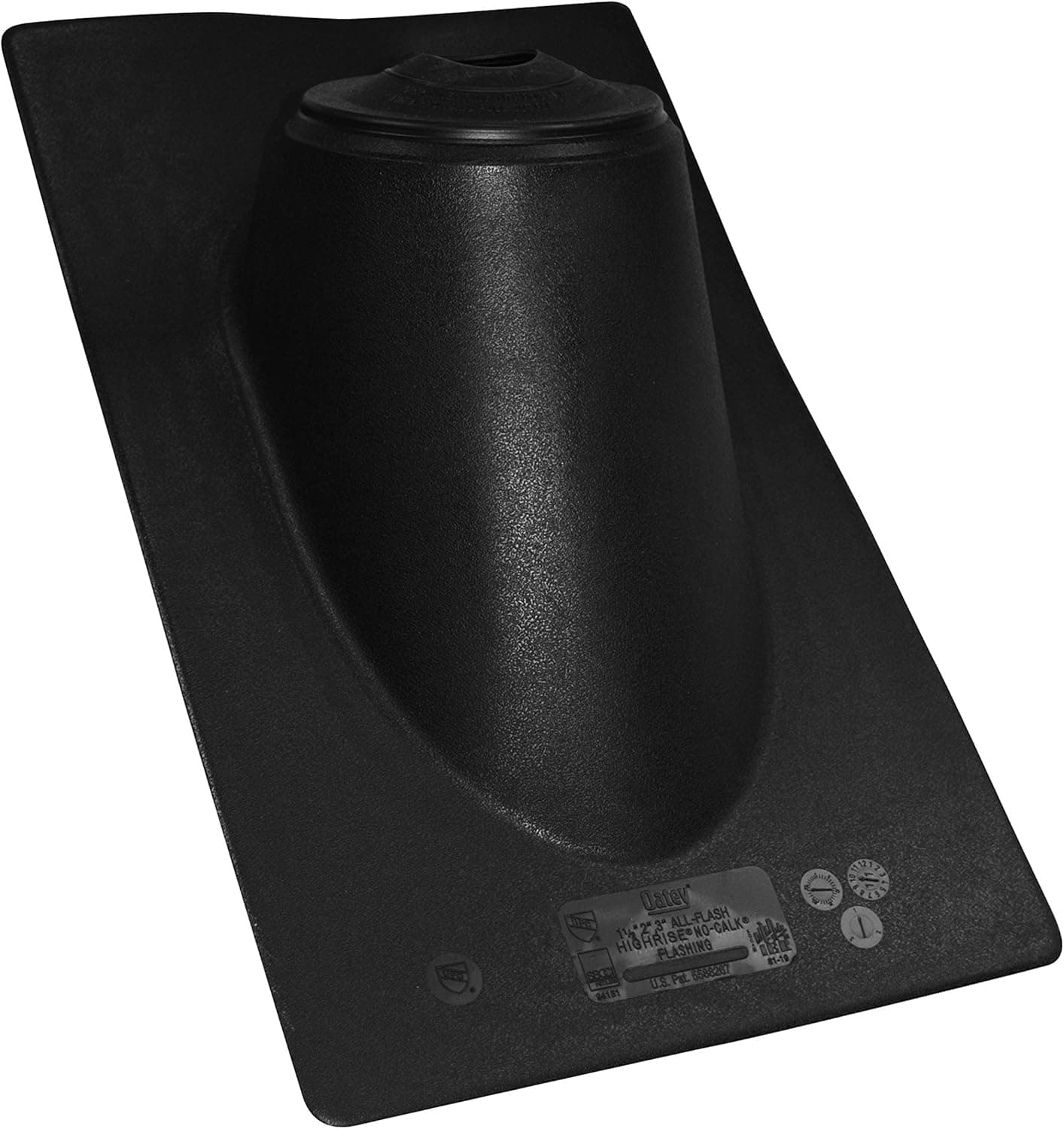 Oatey 11930 Calk Roof Flashing, 11 in W X 19 in L, Hi-Rise Thermoplastic, 1.5" x 3", Black