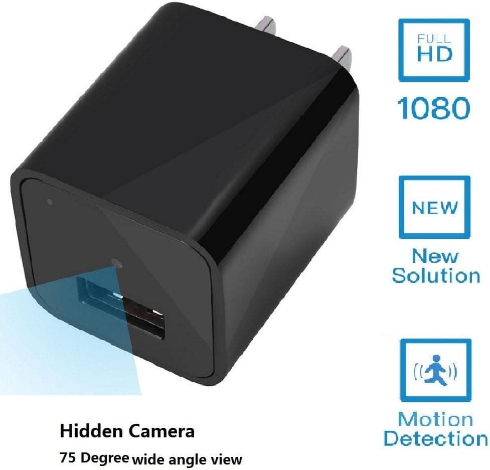 Mini Spy Hidden Camera 1080P HD Motion Activated MINI USB Wall Plug Adapter Home Security Nanny Spy Camera Adapter,32GB