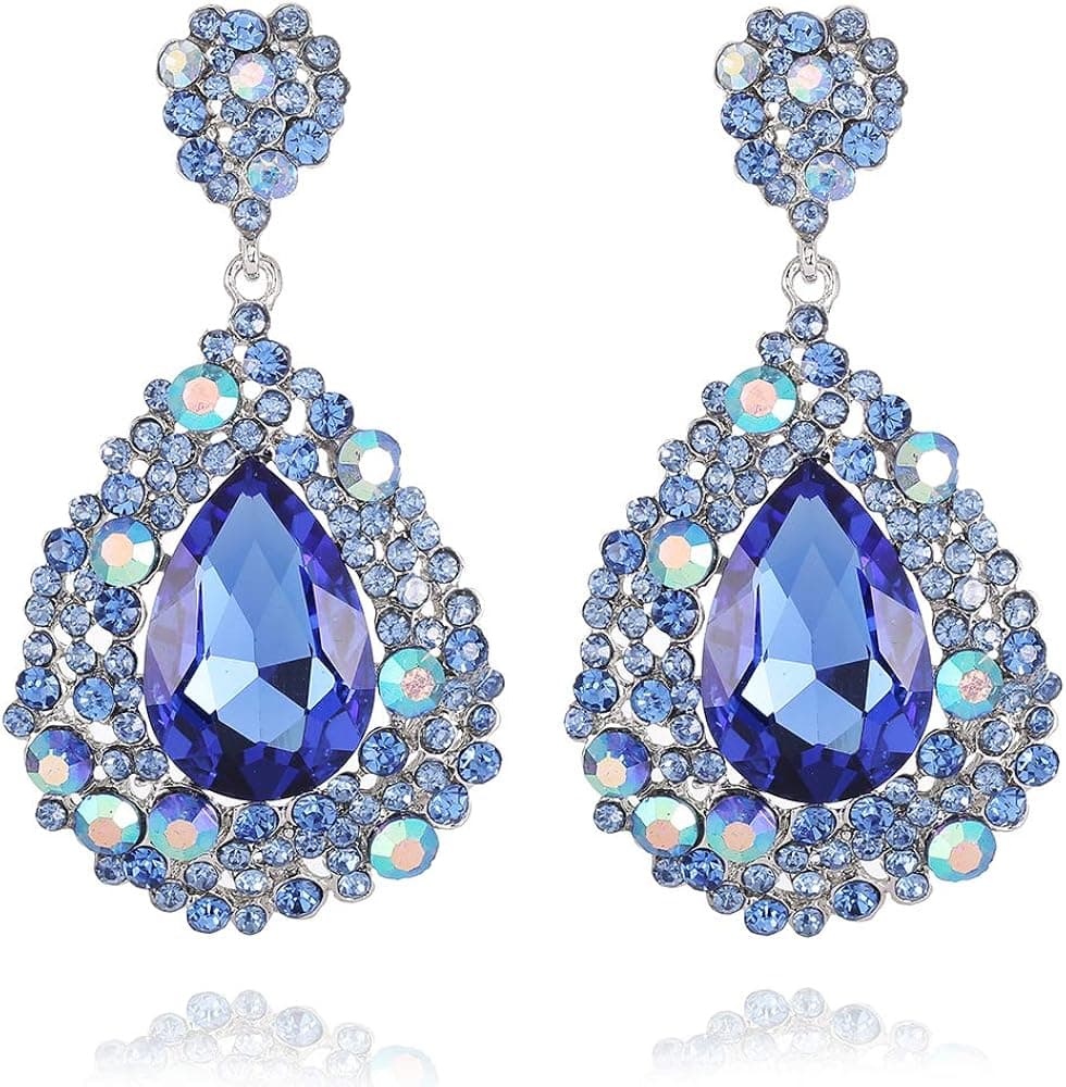 14 Colors Avaliable Big Chandelier Earrings for Women,Elegant Drop Dangle Teardrop Earrings Sparking Crystal Rhinestones Statement Jewelry Prom Accessorias