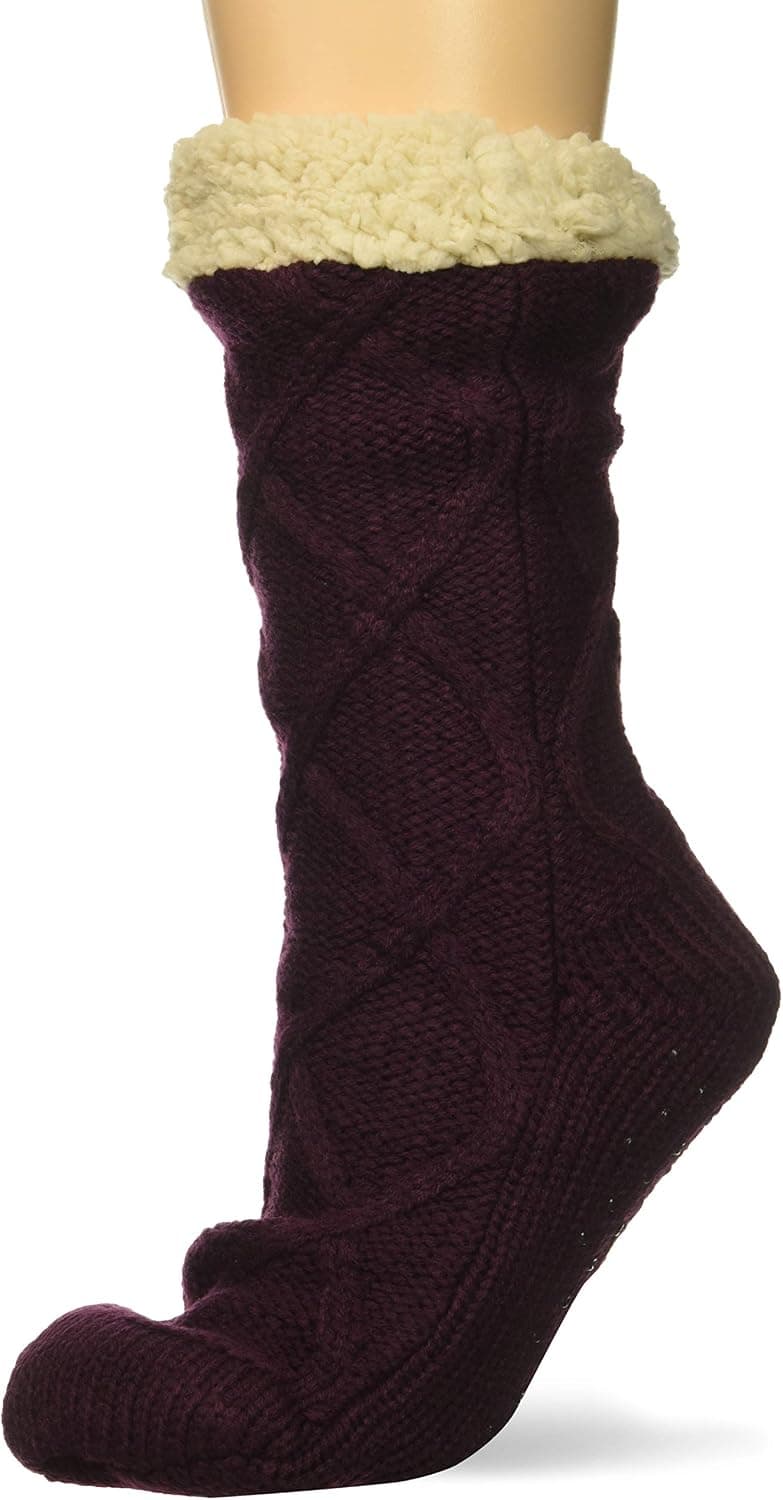 Dearfoams Women's Cable Knit Blizzard Sock Slipper