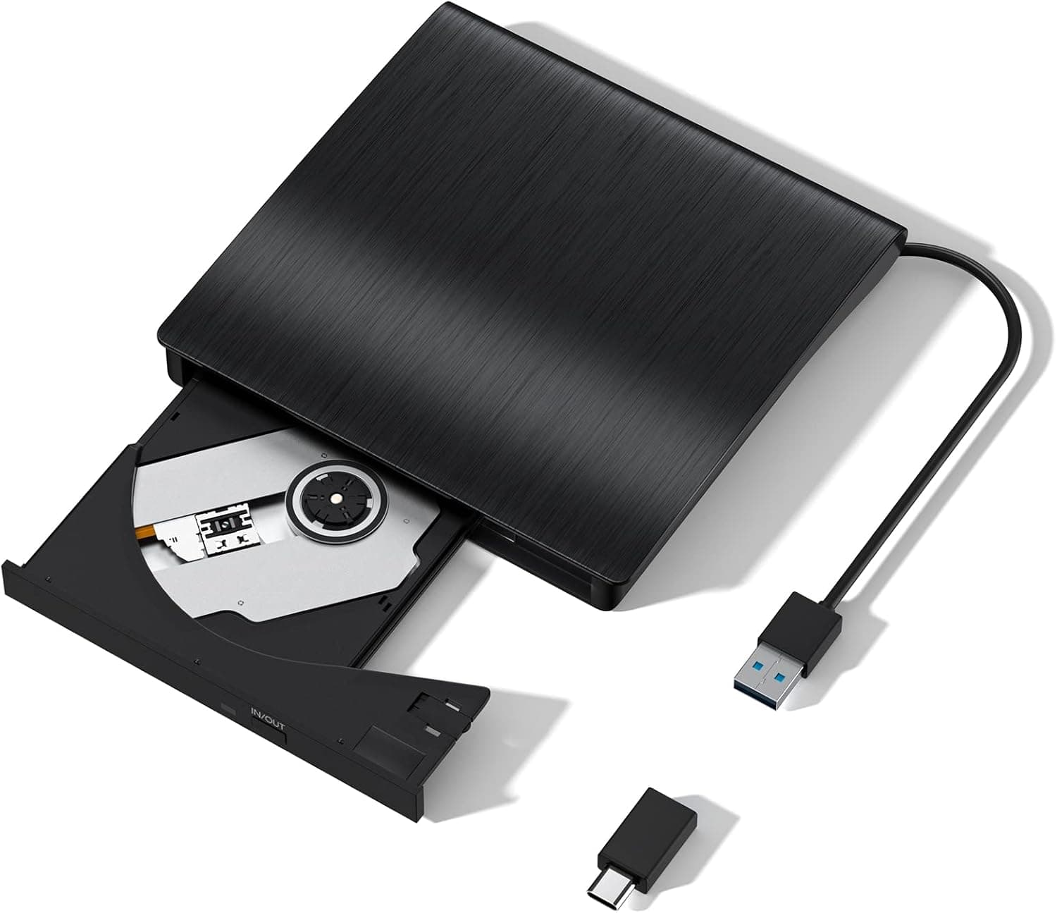 External DVD Drive, USB 3.0 USB C CD Burner Portable DVD CD +-RW Drive DVD Player for Laptop CD ROM Burner Compatible with Desktop PC Windows Linux OS Apple Mac