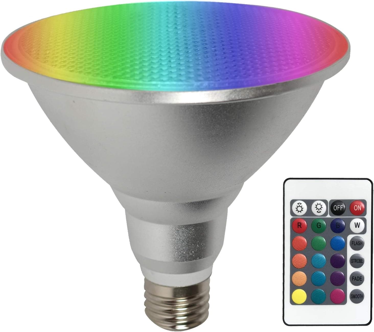 PAR38 LED Light Bulb,30W RGB+Warm White LED Flood Light Indoor/Outdoor,Dimmable Color Changing Spotlight with Remote Control, Waterproof Lawn Lamp for Home Courtyard Christmas Party Decoration